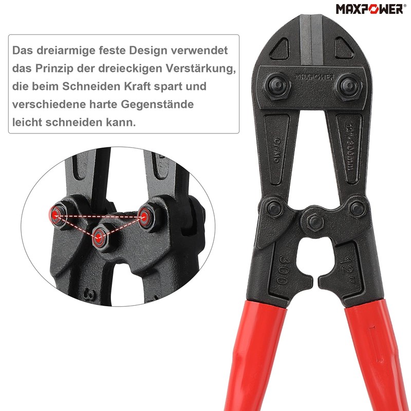 MAXPOWER Bolt Cutter 12 Inch Maximum Opening Capacity 15 mm