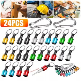 Unbranded 24PCS 1/4" Hex Shank Quick Release Keychain screwdriver Drill Bits Holder set US