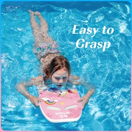 HeySplash Swim Kickboard for Kids, Swimming Kickboard Cute Pattern Swim Training Aid for Children, Pool Exercise Equipments for Beginning Swimmers Safety Swim Board Auxiliary, Light Pink Unicorn