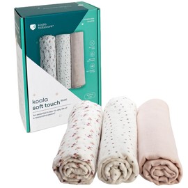 KOALA BABYCARE - Newborn Muslin 80 x 80 cm - Pack of 3 - Newborn Cotton Blanket - GOTS Certified Cotton Newborn