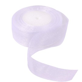 Berolle 50 Yards 4cm Width White Sheer Organza Ribbon Shimmer Sheer Ribbon for Gift Wrapping Handicraft Wedding Party Decorations (White)