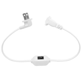 [2-Feet] On Off Switch Extension Cord, Right Angle 2-Prong Polarized Extension Cord with On-Off Inline Switch 12A 125V for Your Chargers/Lamp/Power Adapters etc, 16AWG Cord White Collor