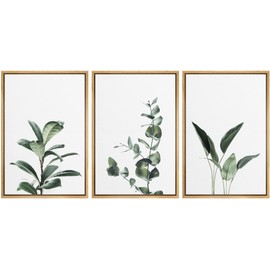Ashbrook Framed Canvas Print Wall Art Set Green Floral Forest Plant Variety Nature Wilderness Photography Modern Art Minimal Chic Colorful for Living Room, Bedroom, Office - 16"x24"x3 Natural