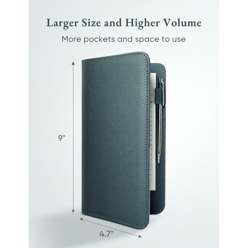 Green Server Book with Zipper Pocket and Magnetic Closure Server