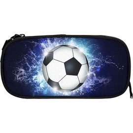 AIMALL Soccer-Themed Pencil Case, Durable Oxford Fabric Stationery Bag with Compartments, Ideal for School and Sports Fans, 7.87 x 3.94 Inches