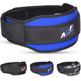 AQF Weight Lifting Belt Back Support Contoured 5.5 Inch Neoprene Back & Core Lumbar Support for Bodybuilding, Powerlifting, Squats, Deadlifts, Strength Training & Exercise (Blue, S)