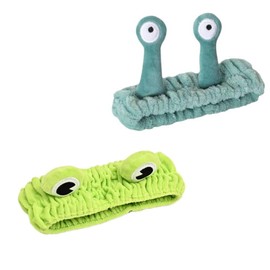 Cute Snail - Frog Makeup Headband Set for Skincare Products, Face Wash, Beauty Spa, Women and Girls Green