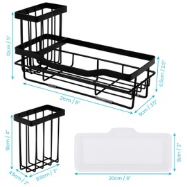 Belle Vous Spülbecken Organizer Schwarz aus Eisen - Rostfreier Schwamm- und Lappenhalter Spülbecken mit Abtropfschale - Schnell Trocknender Organizer Spüle Ablage für Küche & Badezimmer