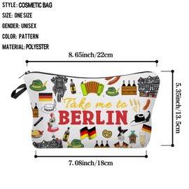 Livel lhood Take Me To Berlin Makeup Bag Cute Small Organizer Zipper Pouch Take Me To Berlin Cosmetic Bag Travel Present for Women Friends, hzz17104