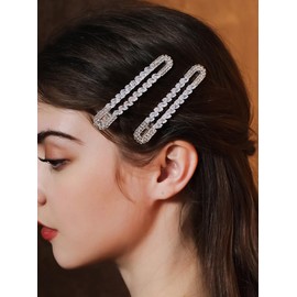 Missgrace 2 Pcs Bridal Silver Rhinestone Hair Clips Sparkling Rhinestones Headpiece Hair Clips for Women Elegant Hair Comb Hair Accessoires for Bride Women