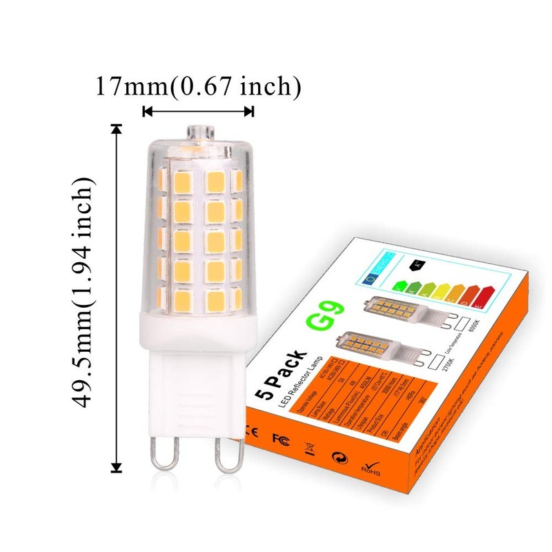 BAOMING G9 LED Bulb 4W, 40 Watt T4 G9 Base