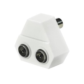 Sansai 2-Way Indoor 75ohm Right Angle TV Antenna Signal Coaxial Splitter White