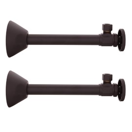 Westbrass D1112X-2-12 Cross Handle Angle Stop Shut Off Valve 1/2" Copper Sweat x 3/8" OD Compression Outlet, Oil Rubbed Bronze (2-Pack)