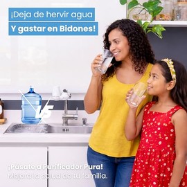 Purificador de Agua Mini, filtro de agua para casa directo al grifo, roscado, Agua sin Cloro ni Olores ni Sabores. Mantenimiento cada 12 Meses, olvídate de los garrafones