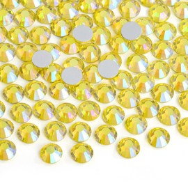 Jollin Glue Fix Crystal Flatback Rhinestones Glass Diamantes Gems for Nail Art Crafts Decorations Clothes Shoes 4.0mm (ss16 1440pcs, Lemon AB)