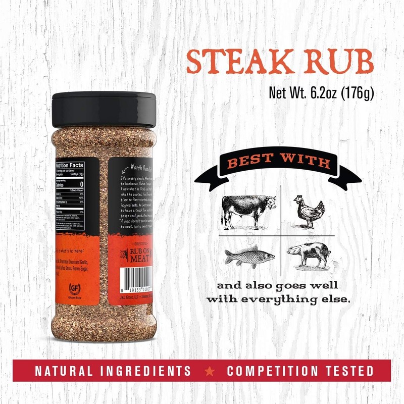 Rufus Teague Steak Rub, Premium Barbecue Seasoning & Dry Rub