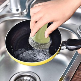 Steel Wire Ball Brush - Steel Wire Ball Cleaning Brush,Multi-Functional Kitchen Dish Scrubber Brush for Kitchen Stove, Cookware, Oven Interior, Sink Corner