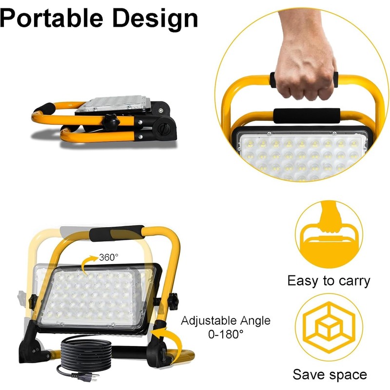 100W LED Work Light, 10000LM Bright Work Lights on Stand,
