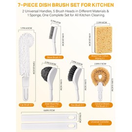 7 Pack Kitchen Cleaning Dish Brush Set with Storage Box for Pan Bottle