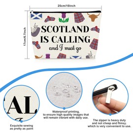 Scotland Gift Edinburgh Travel Gift for Women Makeup Bag Scotland Lover Gifts Scotland Travel Trip Souvenirs Gift for Traveller Friends Sister Cosmetic Bag Birthday Graduation Gift Zipper Toiletry Bag