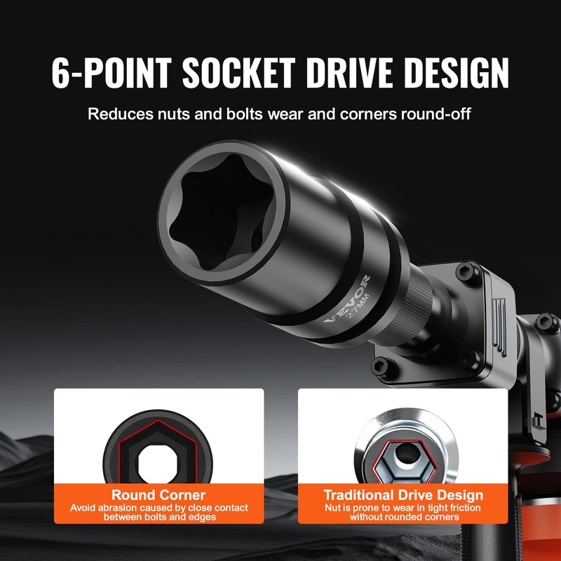 VEVOR 1" Drive Impact Socket Set, 8 Piece Deep Socket