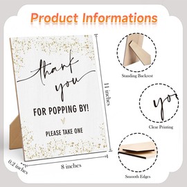 Thanks For Popping By Sign Baby Shower Sign-8×11 Inches, Gold Dot Wooden Sign, Gender Neutral Tabletop Decor for Gender Reveal Party, Baby Shower Party Favors Supplies Decoration-LA102