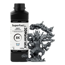 8K 22um Resolution SuperFast Water Washable Resin, 0.5 Sec. (50um), Made in Korea (Grey, 1000g)
