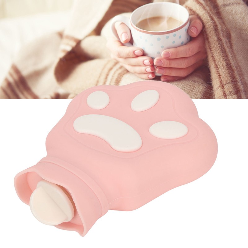 Hot Water Bag Silicone Hot Compress Portable Cartoon Bear Paw