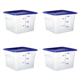 FSUON 4 Pack Clear Food Storage Containers with Lids and Handles Polycarbonate Square Commercial Food Containers, NSF (12Qt)
