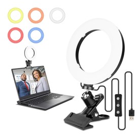 EMART Video Conference Lighting, Ring Light Clip on Computer Monitor Laptop Phone with 5 Color Filters and 11 Level Brightness for Live Streaming Remote Work Video Recording Selfie