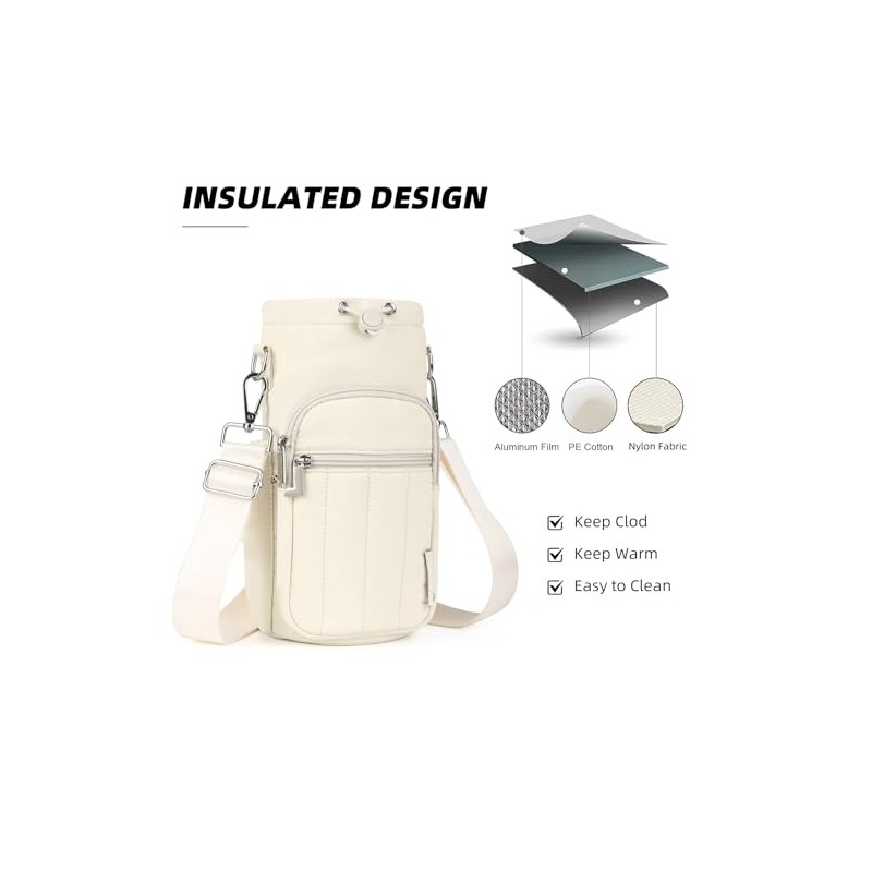 Rueesh Insulated Water Bottle Holder Bag with Adjustable Strap