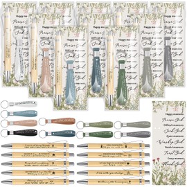 Lincia 30 Sets Christian Gift Bulk Include Bible Verse Bamboo Pen Christian Keychains Silicone Tags with Bags Biblical Gifts Inspirational Faith Church Welcome Sunday School Gift for Women Teacher