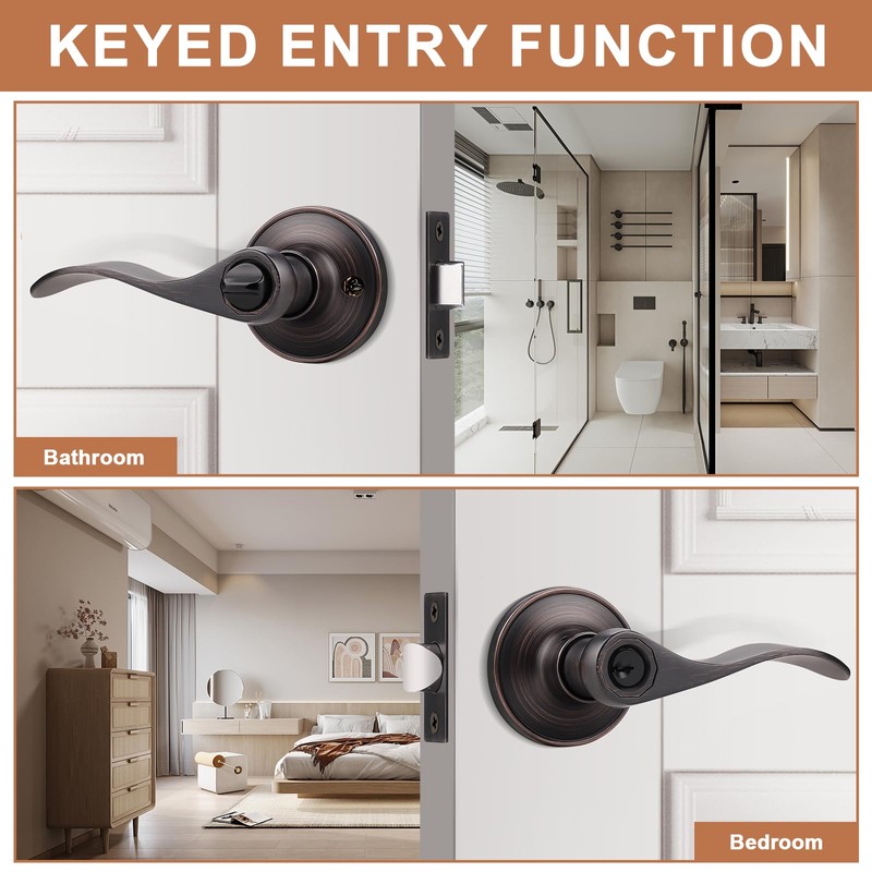 Probrico 2 Pack Keyed Alike Entry Door Lever [Lock with