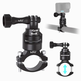 HSU Aluminum Camera Mount Bike Bicycle Motorcycle Handle Mount Camera Holder Camera Grippers Gopro Adapter 360°Angle Adjustable Diameter 22mm-32mm Compatible with gopro hero 13/12/11/10/9/8/7 and more