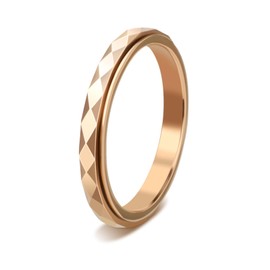 Titanium Anxiety Ring for Women Men 3mm Multi-Faceted Steel Fidget Rings Anti Anxiety Relief Rhombus Spinner Ring Anxiety Fidget Rings Fit for Engagement (Rose Gold, 9)