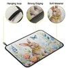 Easter Dish Drying Mat 18x24 Inch,Rabbits in Flowers Absorbent Drainer