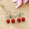 KENYG Women Fashion Jewelry Fruit Gold Dangle Earrings Red Cherry