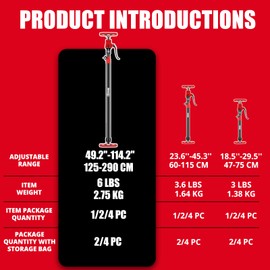 XINQIAO Cabinet Jacks for Installing Cabinets, Heavy Duty Third Hand Tools Adjustable Support Pole from 49.2 in to 114.2 in, 4 PCS