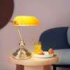 FIRVRE Bankers Desk Lamp with Pull Chain Switch, Amber Glass