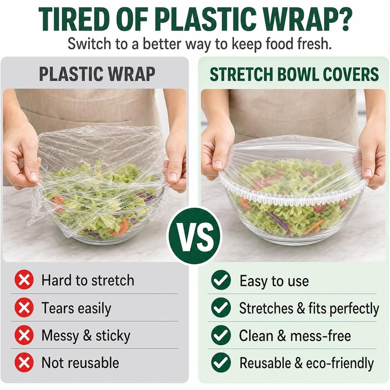 100pcs Disposable Food Covers,Reusable Stretch Food Covers