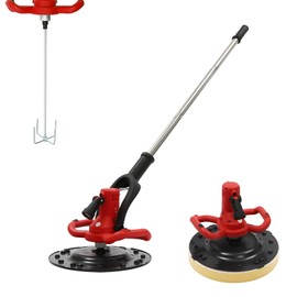 DYNAMI Concrete Trowel with Extension Rod&LED Light,1680W 6 Speed Electric Concrete Mortar Trowel,Multi-function Sander Grinder W/ Mixing Rod for Polishing,Smoothing Concrete,Mixing Concrete (Red)