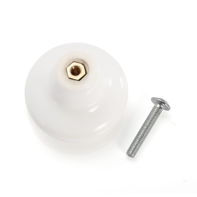 JUSTMAE 4 PCS Cabinet Knobs, Ceramic Round Mushroom Drawer Knobs