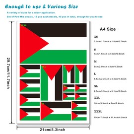 QQSD Palestine Flag Sticker Palestinian Decal in Multiple Sizes,3 Pack, 11.7 x 8.3 Inches