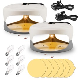 Flea Traps for Inside Your Home, 2 Packs Flea Trap for Home & Garage with 6 Sticky Disc 6 Bulbs 2 Electric Wires Bed Bug with Light for Indoor Safe to Pets