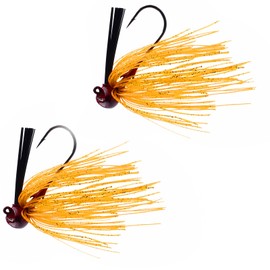 Dr.Fish 2 Pack Weedless Bass Fishing Jigs 1/8oz-1oz Football Jigs Bass Hook Lures Freshwater Ball Head Pitching Flipping Fitness Punching, Orange 3/8oz