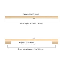 Asidrama 10 Pack 10 Inch(254mm) Champagne Copper Kitchen Cabinet Handles, Cabinet Pulls Kitchen Cabinet Hardware for Cupboard Drawer Pulls