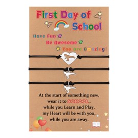GBTBYS 3PCS First Day of School Gifts Dinosaur Bracelet Mommy and Me Matching Bracelets for Mother Sons Daughters Jewelry Gifts