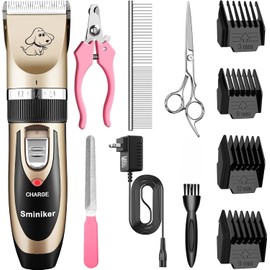 Sminiker Professional Rechargeable Cordless Dogs Cats Horse Grooming Clippers - Professional Pet Hair Clippers with Comb Guides for Dogs Cats Horses and Other House Animals Pet Grooming Kit