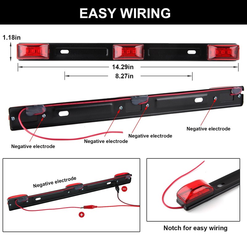Partswcgg 12V Led Utility Trailer Lights Wiring Kit, Square Combination