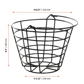 SINJEUN 2 Pack Metal Golf Ball Basket with Handle, Golf Ball Bucket, Golfball Container, Holds 50 Balls, Black